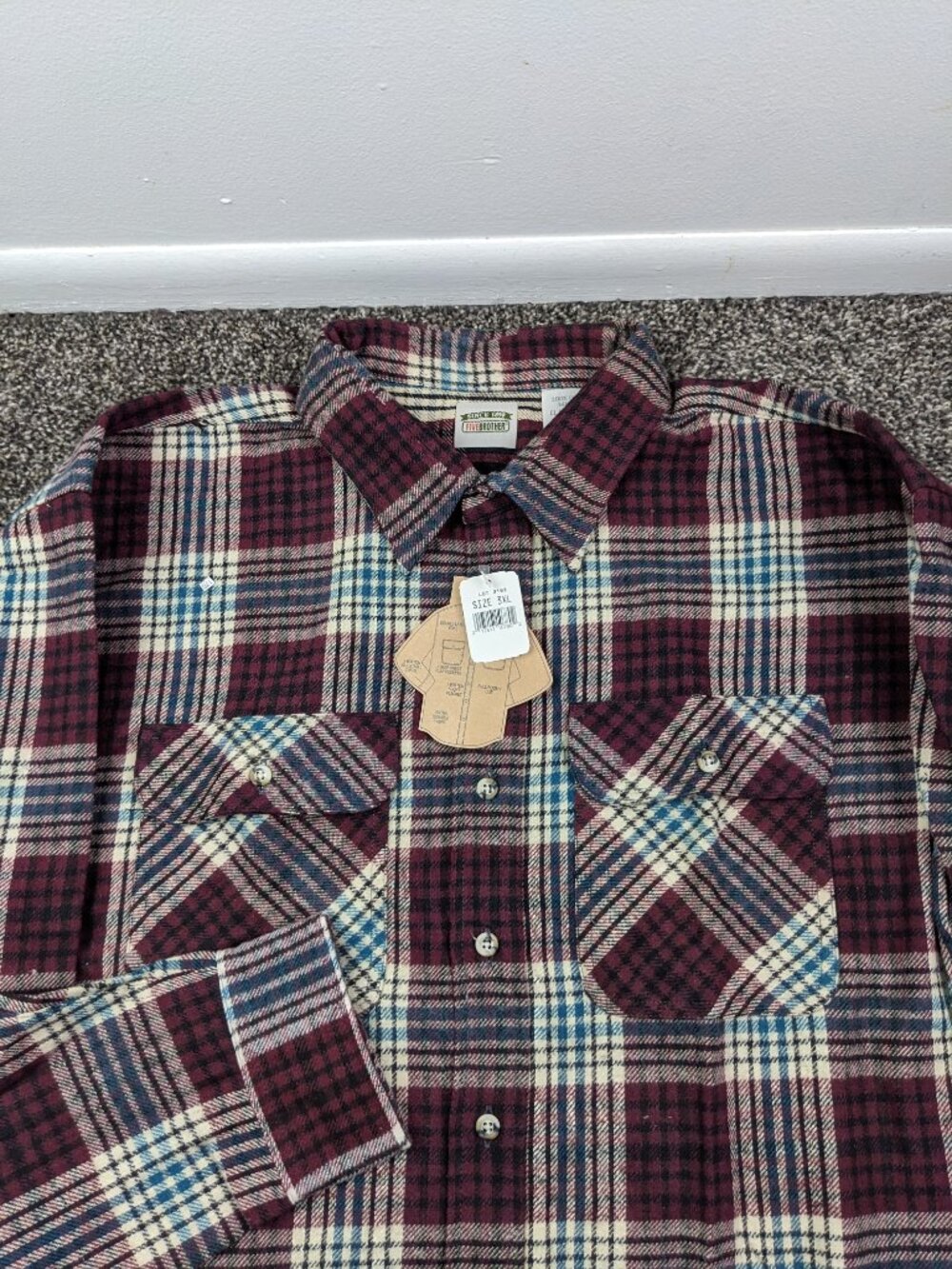 NWT Vintage Five Brother Shirt Flannel L/S Button Red Blue Plaid Mens 3XL